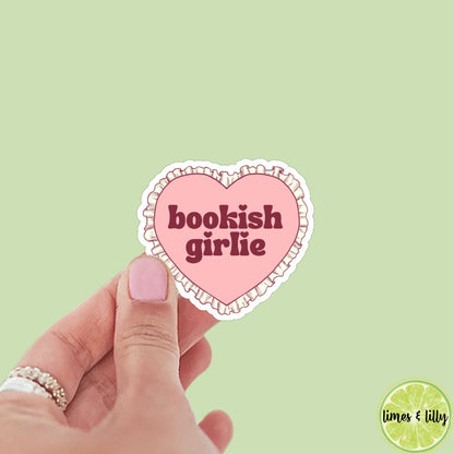 Bookish Girlie Coquette Heart Sticker | Kindle Sticker | Book Club | Bookish Sticker | Funny | Die Cut | Decal | Pink Stickers | Bow