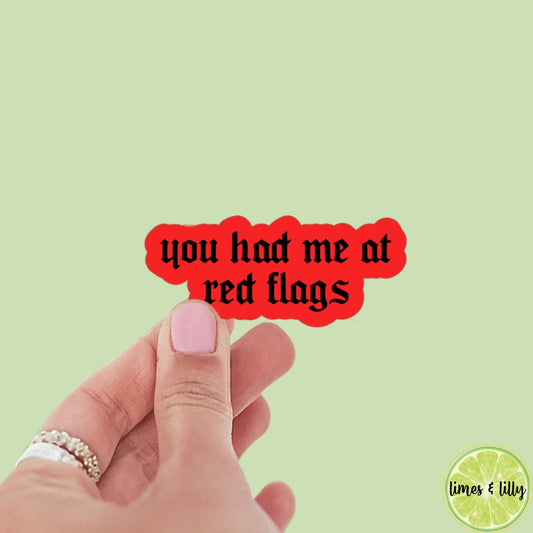 You Had Me At Red Flags Sticker | Bookish Sticker | Kindle Stickers | Sticker Decal | Dark Romance | Die Cut Sticker