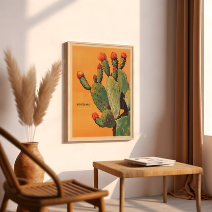 Vintage Prickly Pear Cactus Print, The Sonoran Desert Print Retro Outdoors Poster, Arizona Cabin Cottage Wall Art, Botanical Cacti Desert