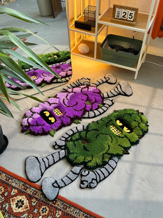 Tufted 3D Cartoon Rug, Fluffy Moss Rug, Stylish Rug, Robot rug, Handmade floor art, Suit Tufted Rug, Halloween gift, Christmas gift