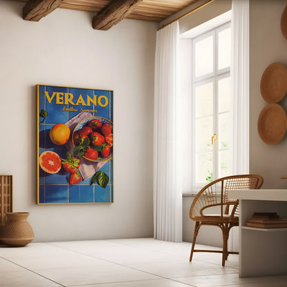 Vintage Verano Poster Print for Kitchen Endless Summer Art for Beach House Poster Retro Psychedelic Trippy Illustration
