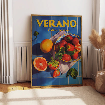 Vintage Verano Poster Print for Kitchen Endless Summer Art for Beach House Poster Retro Psychedelic Trippy Illustration