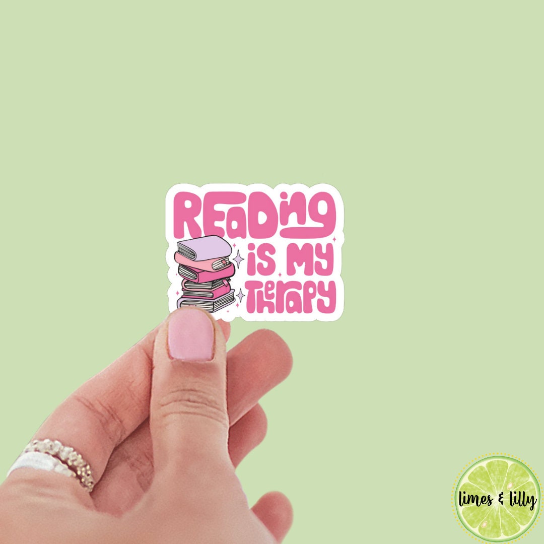 Reading Is My Therapy Sticker | Book Sticker | Girly | Water Bottle Sticker | Bookish Stickers | Kindle Sticker | Book Lover | Retro