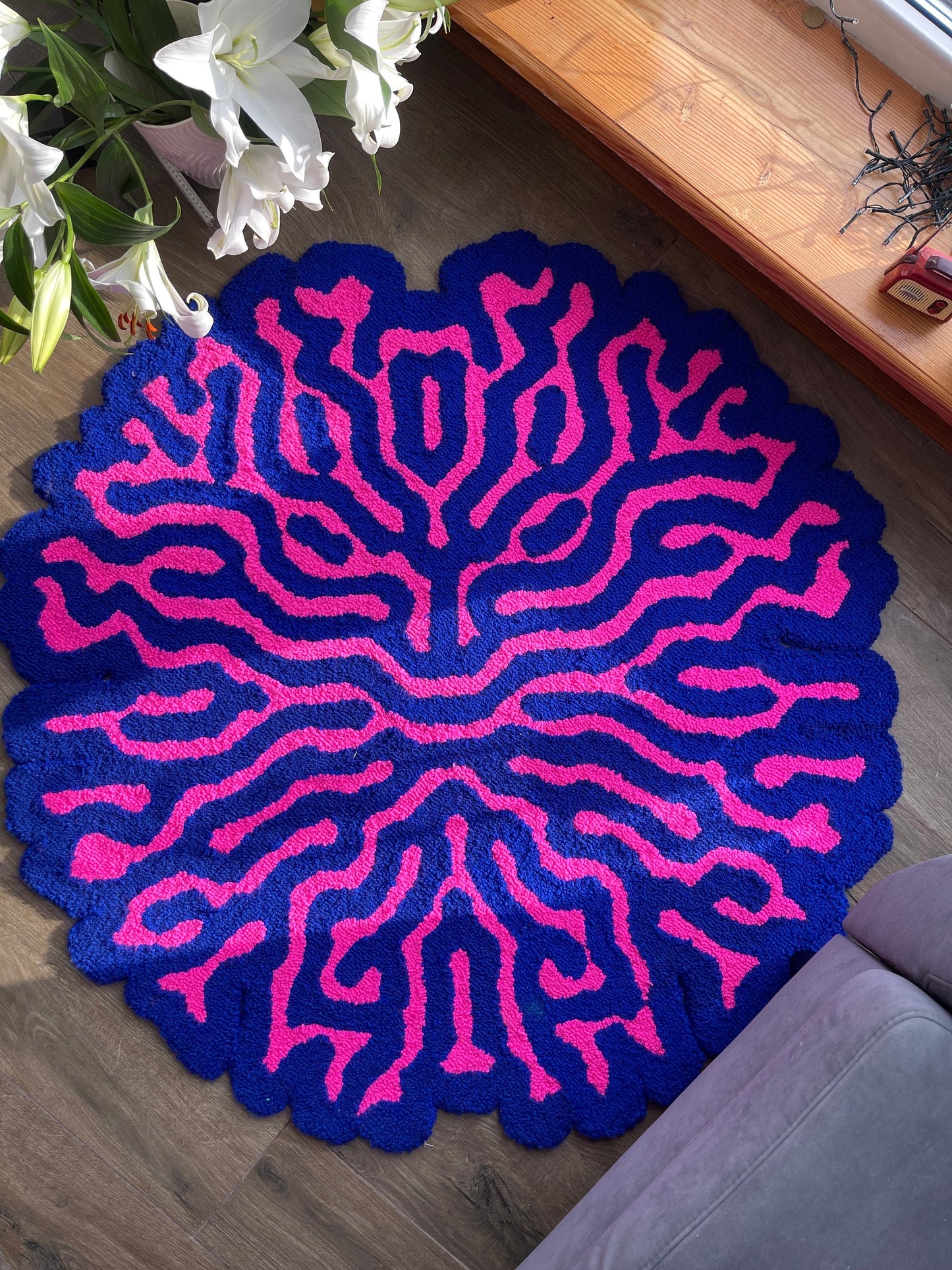 Abstract Tufted Rug / 100% Handmade Rug / Psychodelic design, 3d Tufted Rug, Soft & Fluffy,  Housewarming Gifts