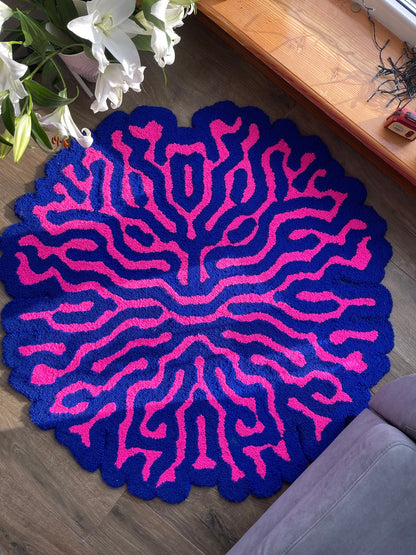 Abstract Tufted Rug / 100% Handmade Rug / Psychodelic design, 3d Tufted Rug, Soft & Fluffy,  Housewarming Gifts