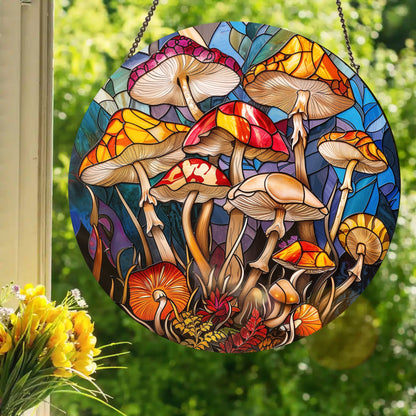 Trippy Mushrooms: Stained Glass Style Window Hanging