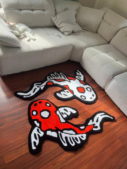 Koi Yin Yang Fish Tuft RUG | %100 Handmade | Asian Custom Tufting