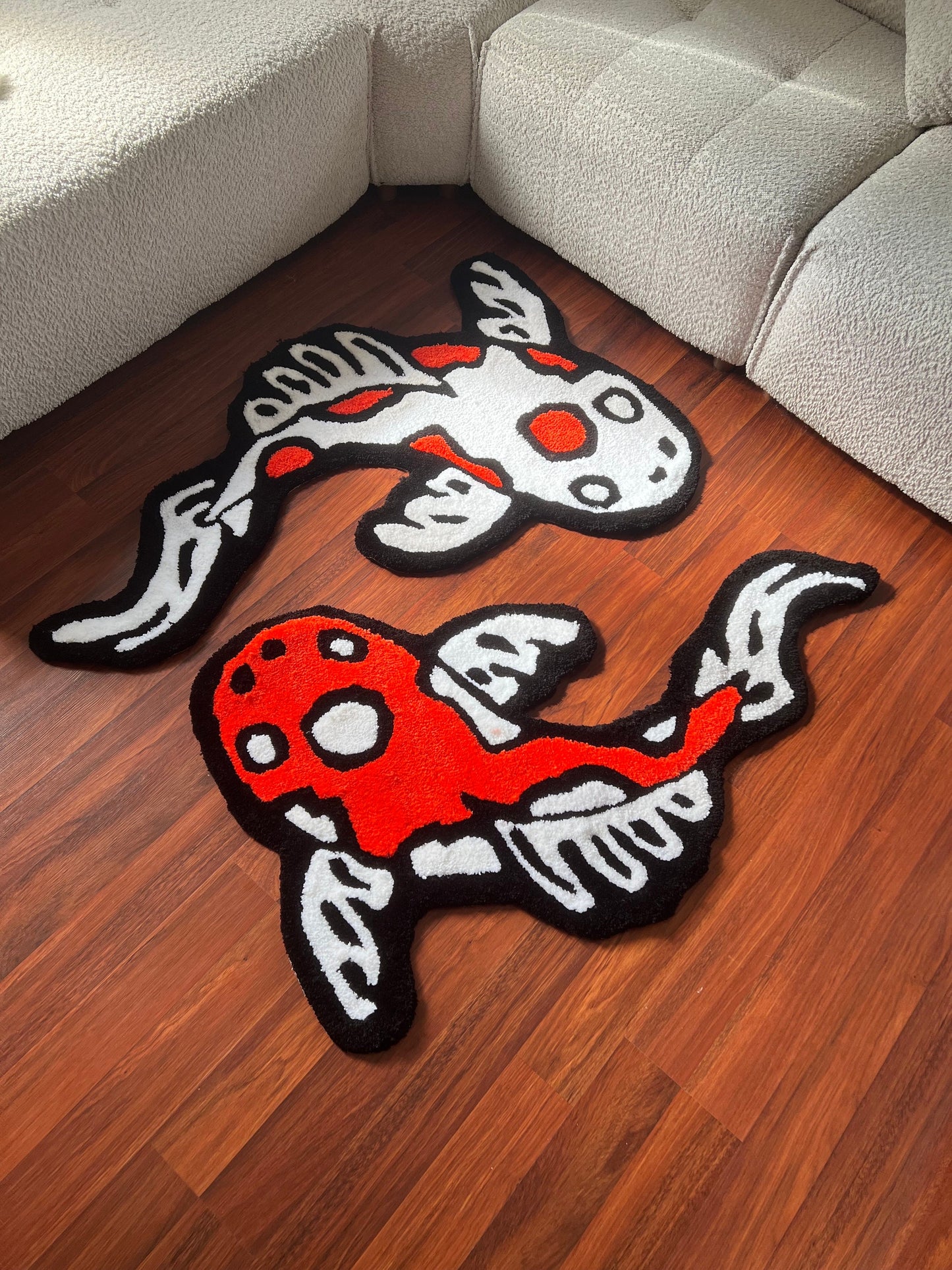 Koi Yin Yang Fish Tuft RUG | %100 Handmade | Asian Custom Tufting