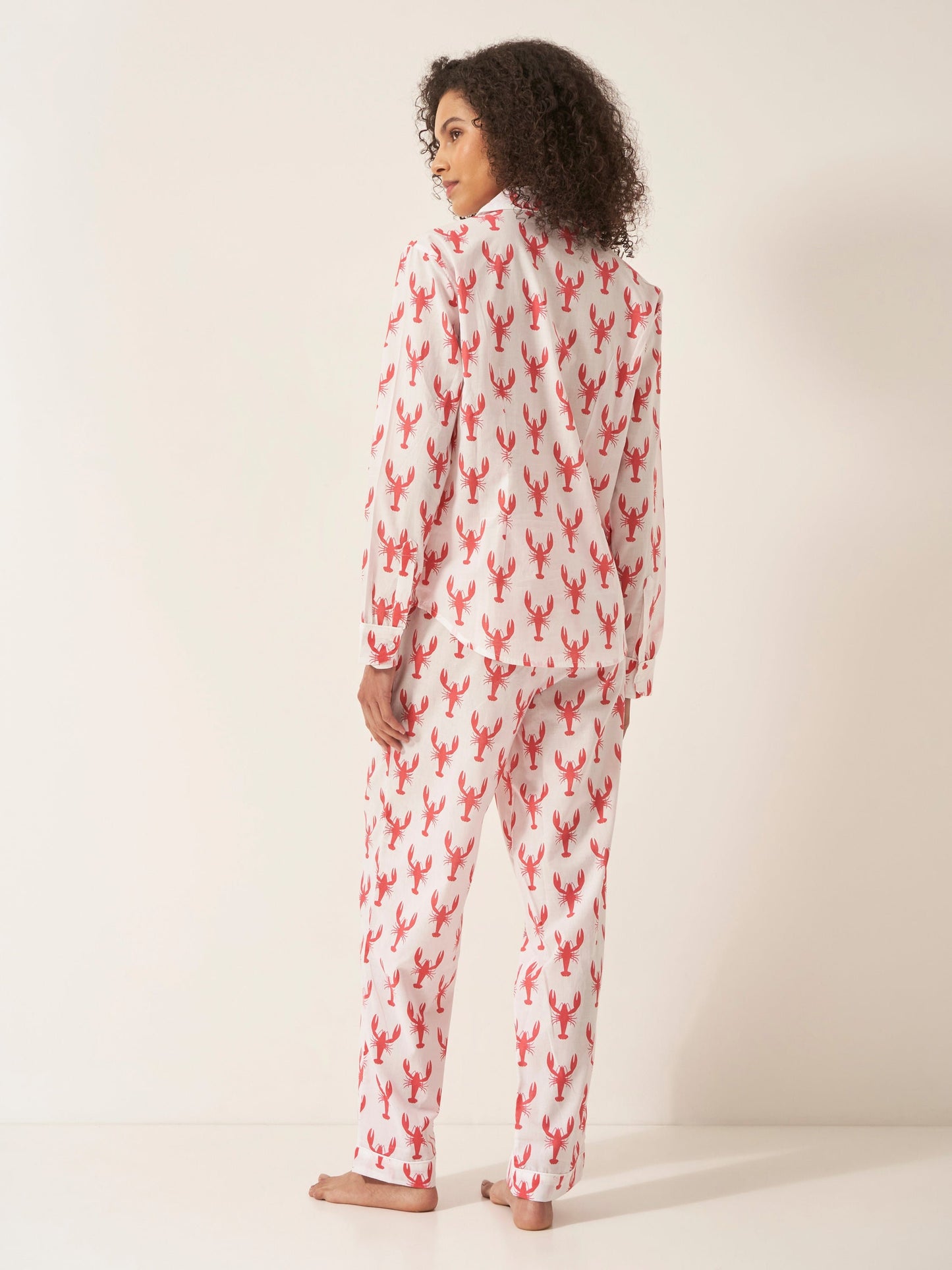Lobster Print Women’s Pyjama Trouser Set | Organic Cotton Bridal PJs | Fun & Soft Lobster Pajamas for Hen Parties