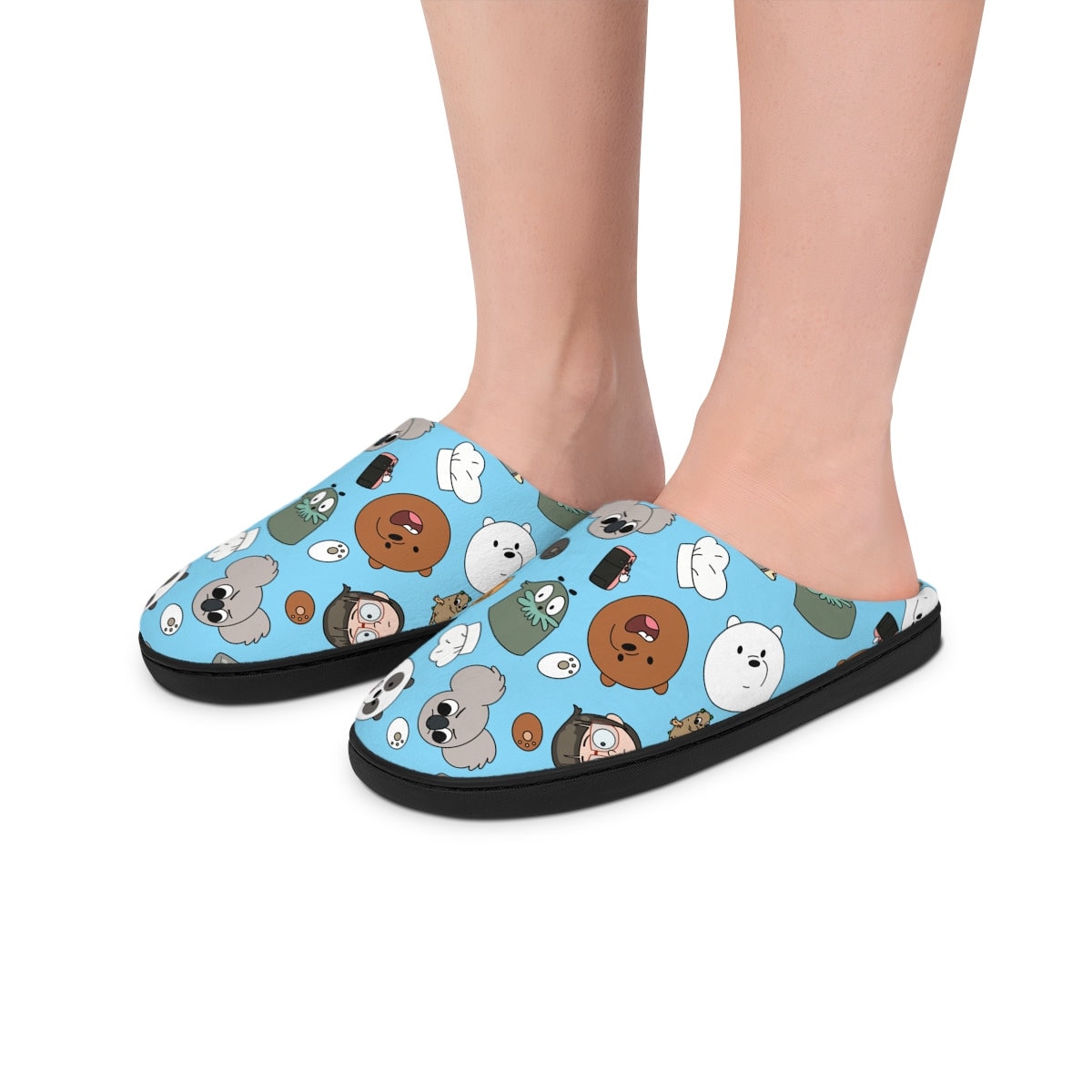 We Bare Bears Slippers | Grizzly Panda Ice Bear Indoor Slippers For Her For Him Cartoon Bears Cute Gift