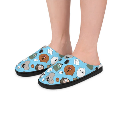 We Bare Bears Slippers | Grizzly Panda Ice Bear Indoor Slippers For Her For Him Cartoon Bears Cute Gift