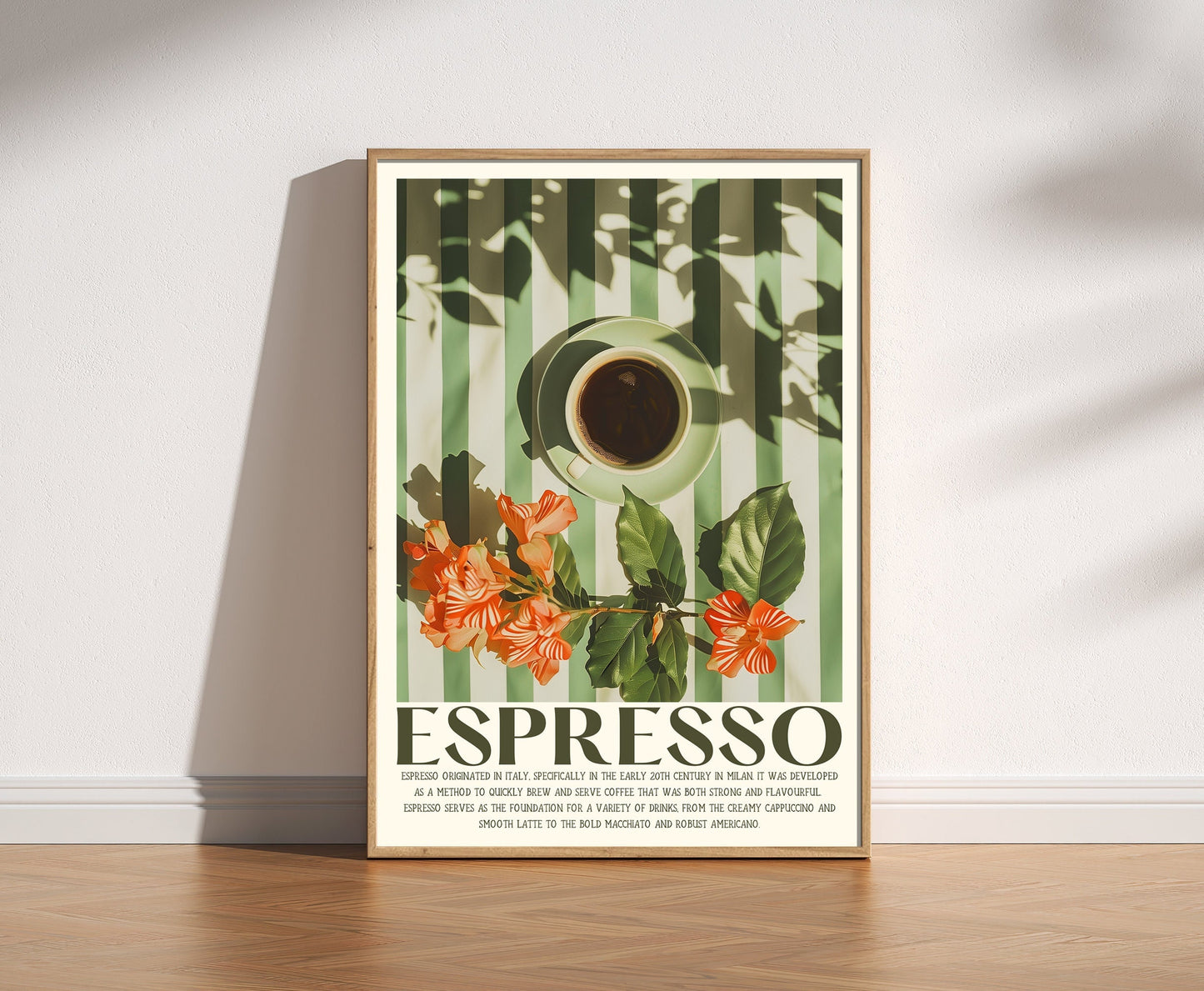 Espresso Coffee Print, Retro Vintage Kitchen Poster, Italian Coffee Art, Aesthetic Coffee Poster, Coffee Cup On Table, Cafe Art, 70s 80s 90s