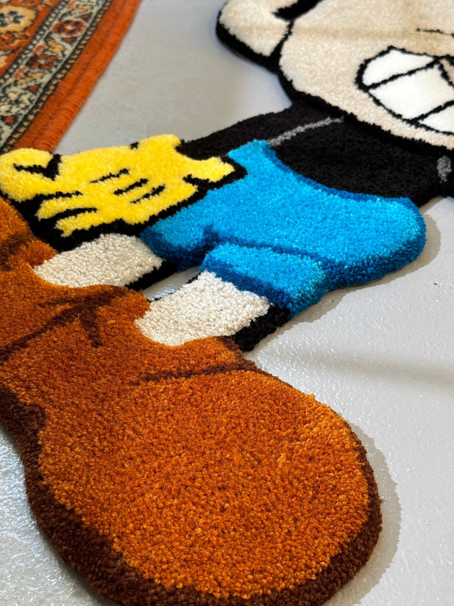 Couple Tufted Characters 3D Rug, Cute Cups Rug, Stylish Rug, Handmade floor art, Fluffy tufted Rug, Videogame rug