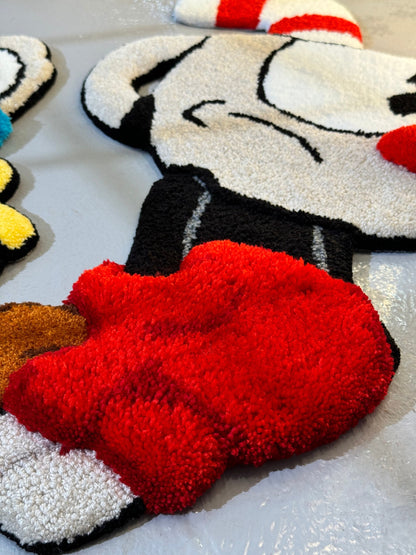 Couple Tufted Characters 3D Rug, Cute Cups Rug, Stylish Rug, Handmade floor art, Fluffy tufted Rug, Videogame rug