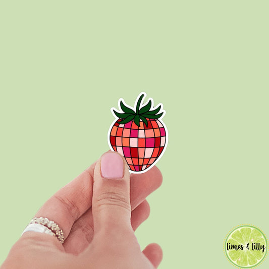 Strawberry Fruit Disco Ball Sticker | bookish stickers | kindle | laptop | romance | book stickers | decal |water bottle | retro | trendy