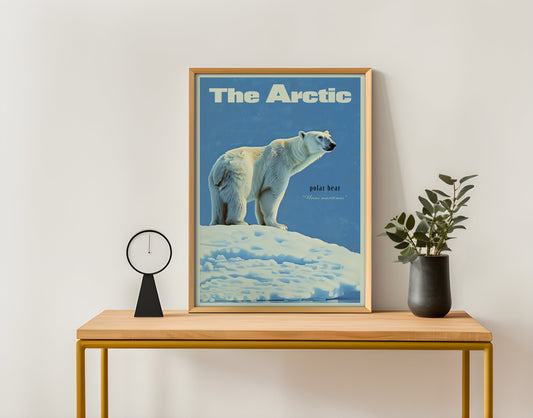 Vintage Polar Bear Print Retro Alaskan Poster Outdoors Poster Travel Poster Cabin Cottage Wall Art The Artic Sports Dad For him Gift