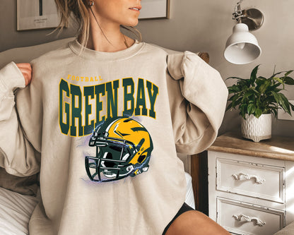 Green Bay Football Sweatshirt, Vintage Green Bay Crewneck, Retro Green Bay Sweatshirt, Green Bay Varsity Sweatshirt, Green Bay Long Sleeve