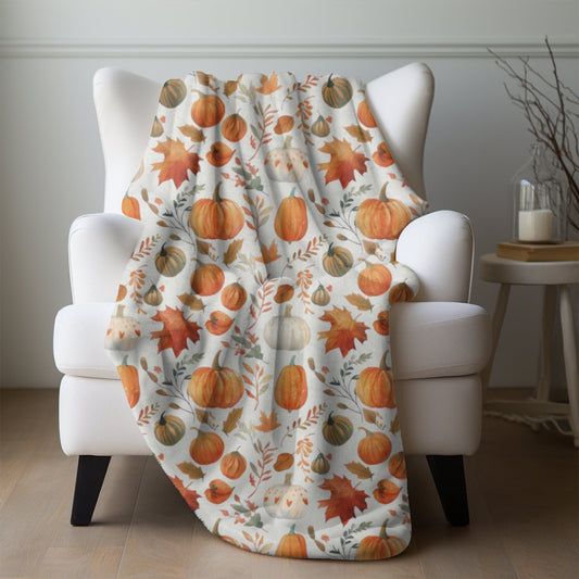 Fall Blanket Thanksgiving Home Decor Pumpkin Blanket Halloween Throw Autumn Leaves Lover Cozy Fleece Blanket Gift for Family Friend Mom Host
