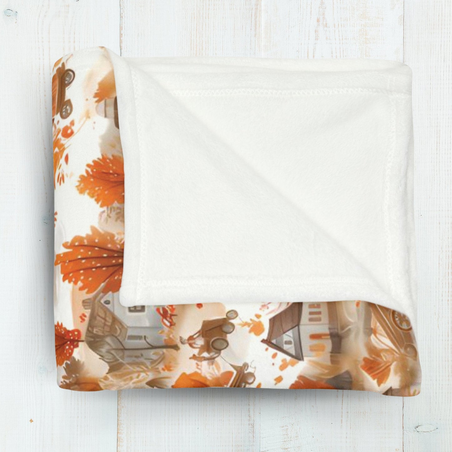 Fall Village Blanket Fall Home Decor Thanksgiving Throw Harvest Season Fleece Blanket Pumpkins Bedding Autumn Leaves Tree Lover Gift for Mom