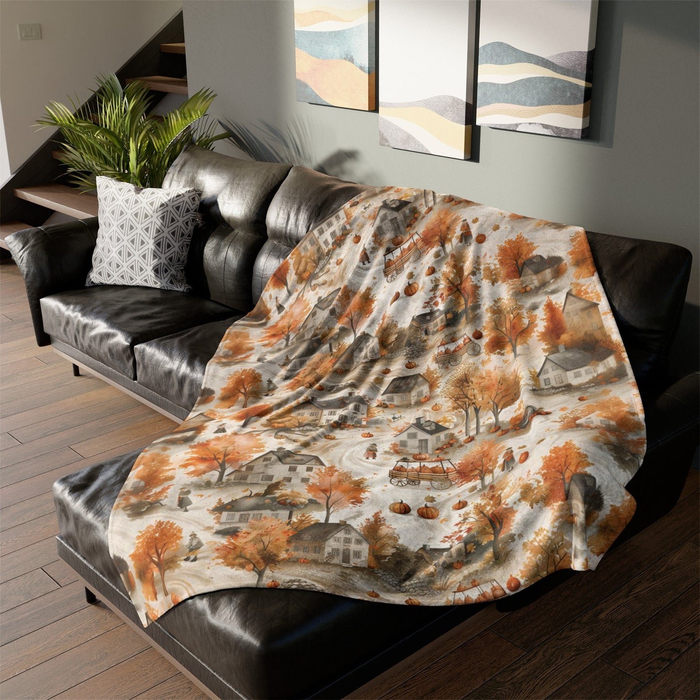 Thanksgiving Blanket Fall Home Decor Harvest Season Throw Rustic Autumn Fleece Blanket Fall Leaves Pumpkin Lover Gift for Host Friend Family