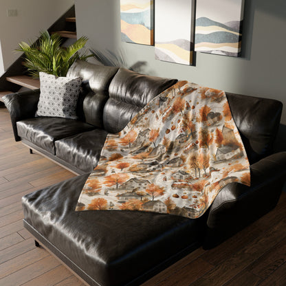 Thanksgiving Blanket Fall Home Decor Harvest Season Throw Rustic Autumn Fleece Blanket Fall Leaves Pumpkin Lover Gift for Host Friend Family