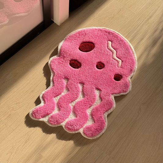 3D Pink Jellyfish Tufted Rug: Kids Room Decor