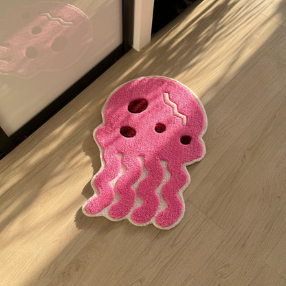 3D Pink Jellyfish Tufted Rug: Kids Room Decor