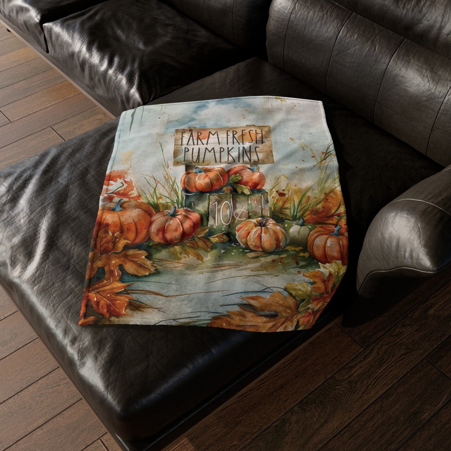 Fall Blanket Farmhouse Pumpkin Home Decor Rustic Farm Stand Fleece Blanket Autumn Lovers Gift Thanksgiving Decor Pumpkin Throw Bedding