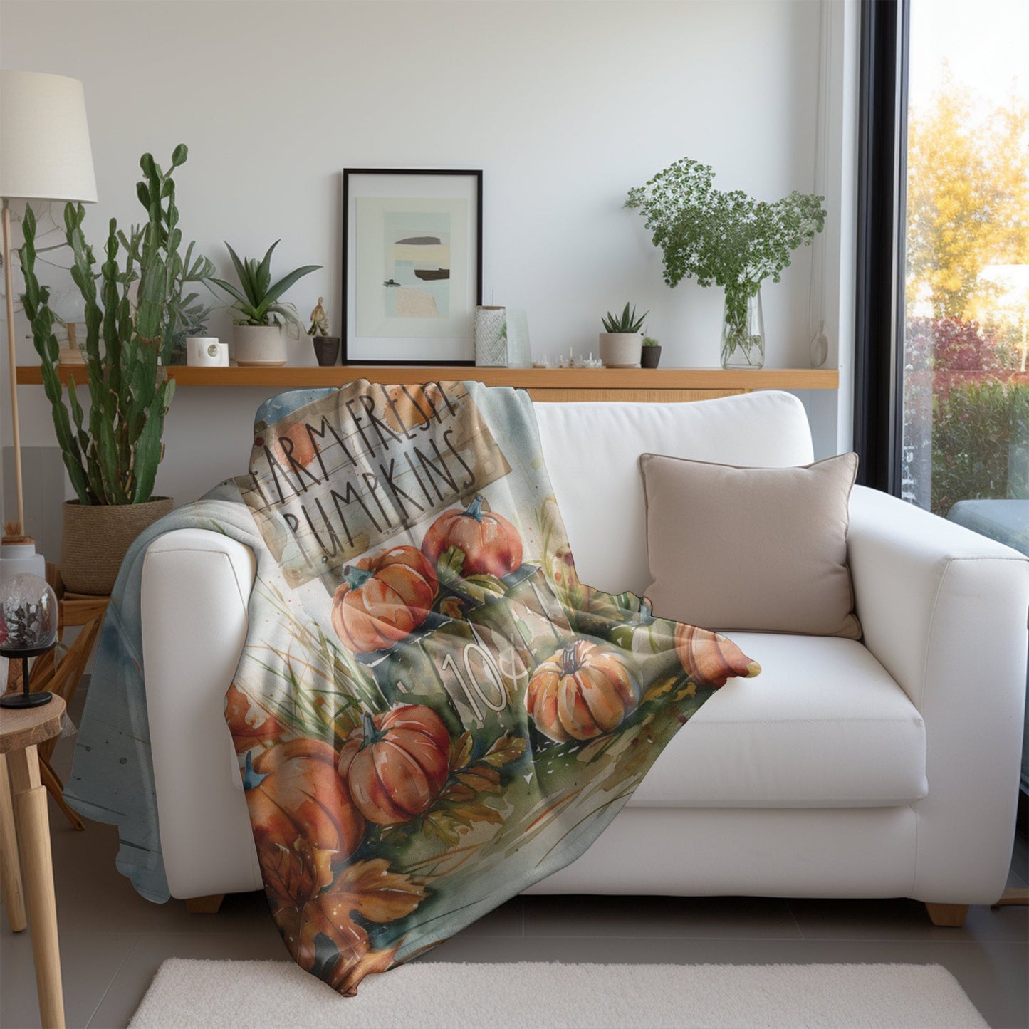 Fall Blanket Farmhouse Pumpkin Home Decor Rustic Farm Stand Fleece Blanket Autumn Lovers Gift Thanksgiving Decor Pumpkin Throw Bedding