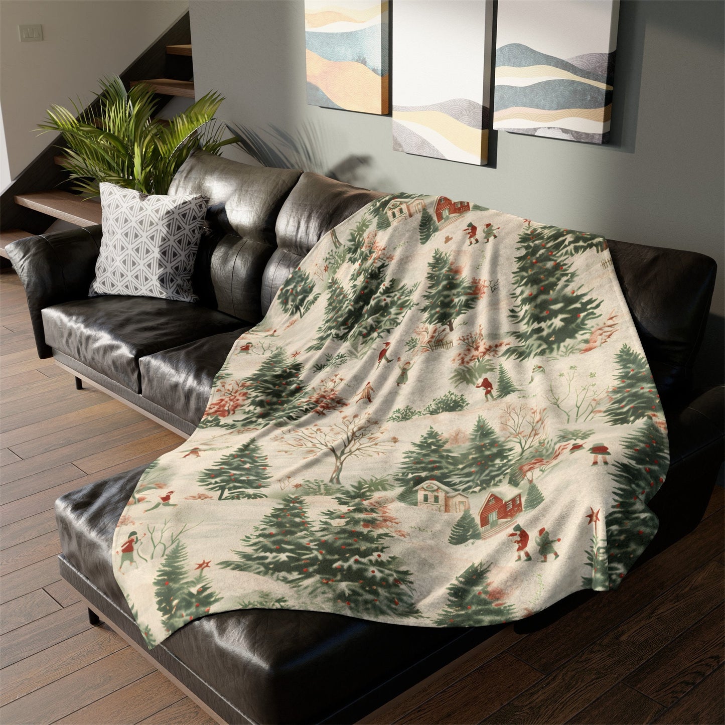 Christmas Blanket Christmas Village Home Decor Nostalgic Snowy Winter Trees Fleece Throw Christmas Gift Ideas Family Friends Host Coworkers