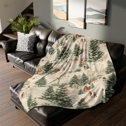 Christmas Blanket Christmas Village Home Decor Nostalgic Snowy Winter Trees Fleece Throw Christmas Gift Ideas Family Friends Host Coworkers