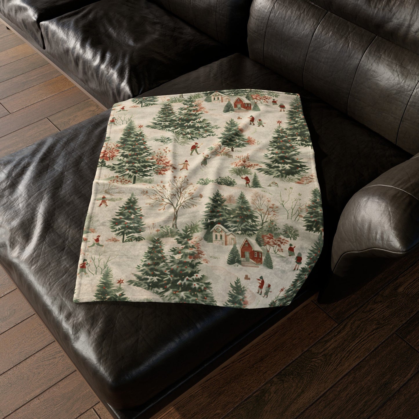 Christmas Blanket Christmas Village Home Decor Nostalgic Snowy Winter Trees Fleece Throw Christmas Gift Ideas Family Friends Host Coworkers