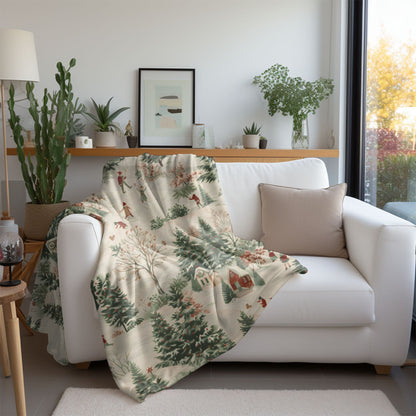 Christmas Blanket Christmas Village Home Decor Nostalgic Snowy Winter Trees Fleece Throw Christmas Gift Ideas Family Friends Host Coworkers