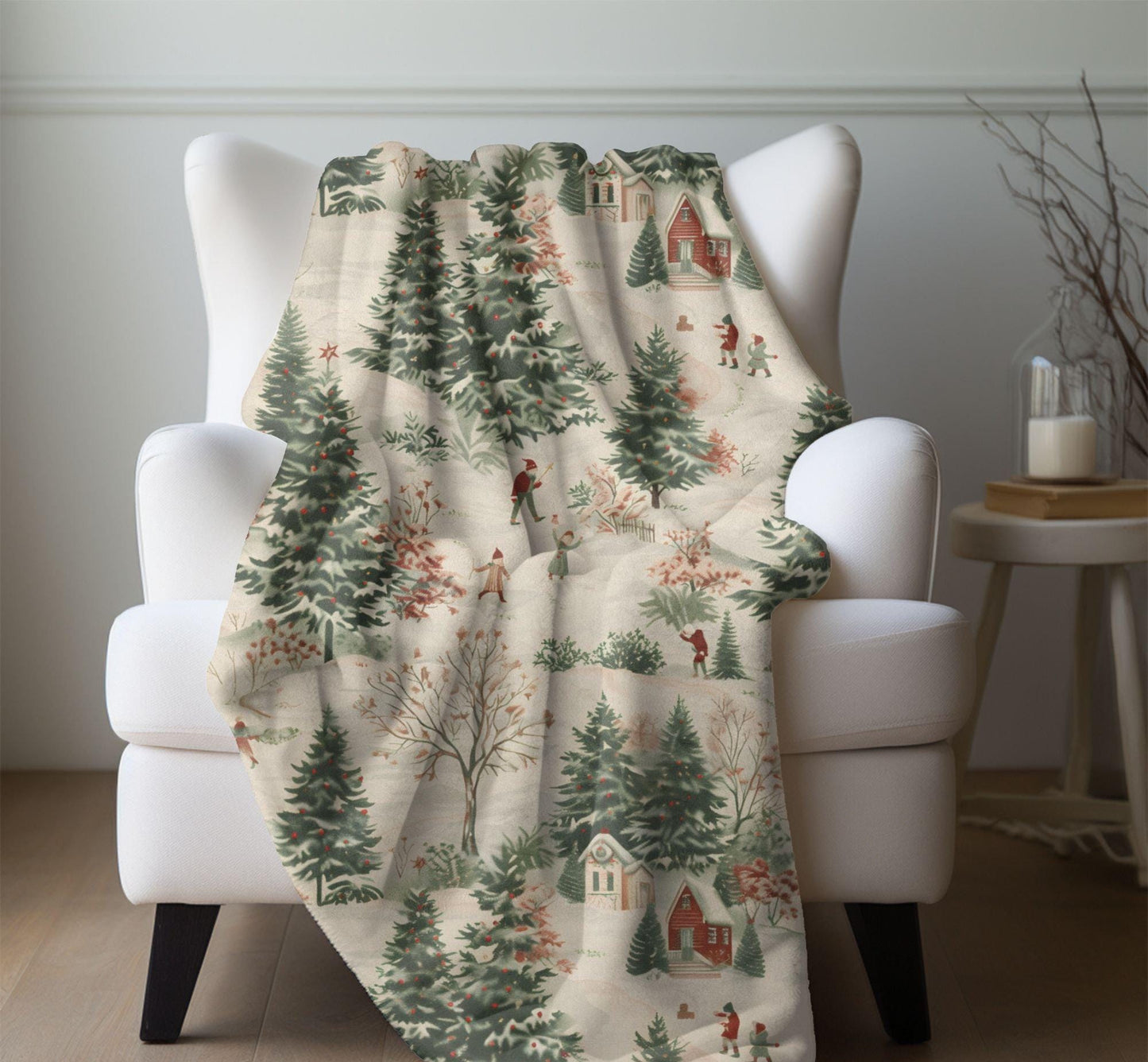 Christmas Village Blanket Christmas Home Decor Nostalgic Snowy Winter Trees Fleece Throw Christmas Gift Ideas Family Friends Host Coworkers