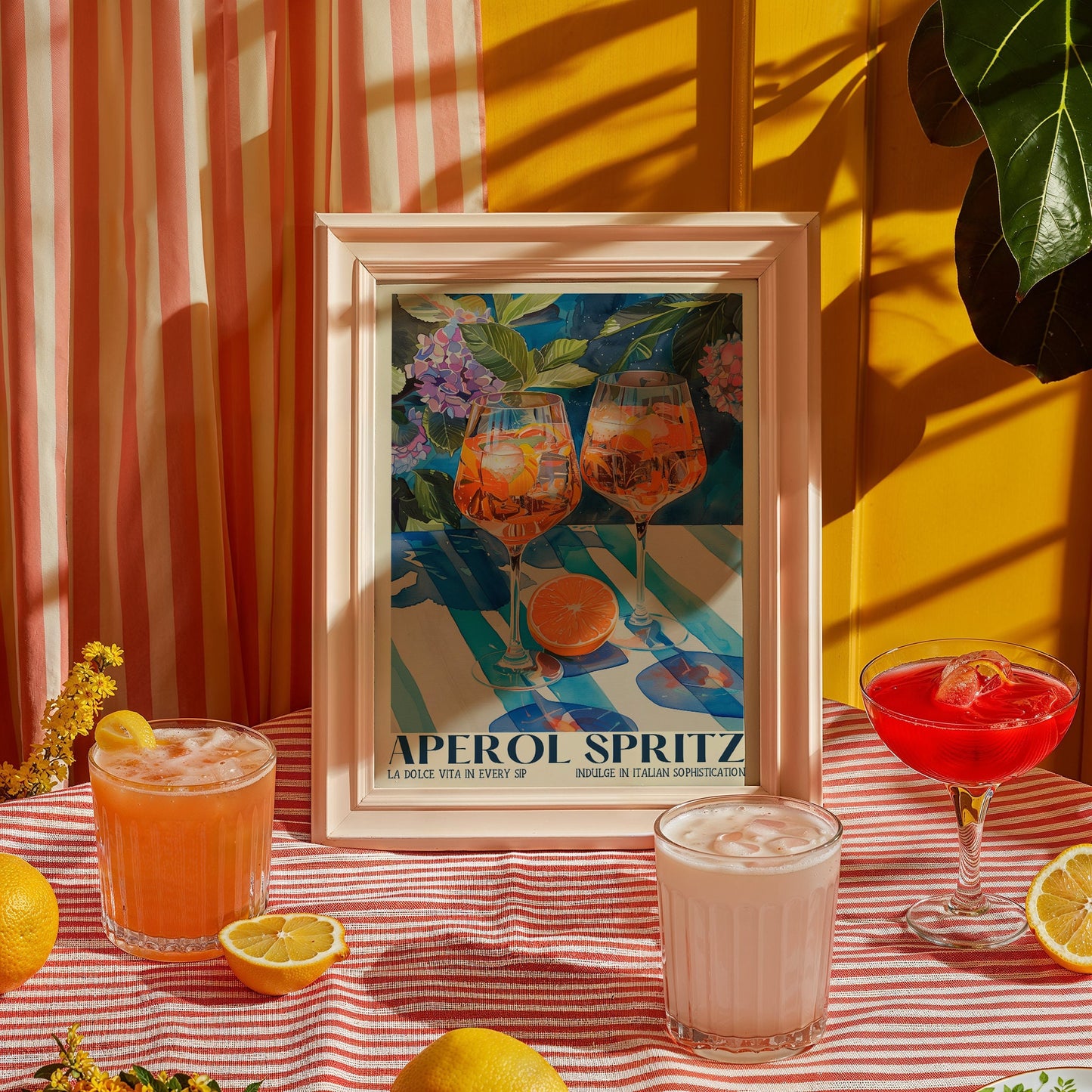 Aperol Spritz Print, Retro Italian Travel Cocktail Print, Kitchen Poster, Trendy Italian Wall Art, Modern Vintage Summer, Bar Cart Art