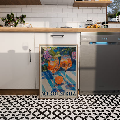 Aperol Spritz Print, Retro Italian Travel Cocktail Print, Kitchen Poster, Trendy Italian Wall Art, Modern Vintage Summer, Bar Cart Art