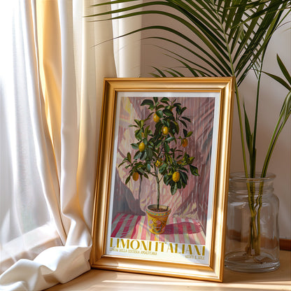 Italian Lemon Tree Print, Limoni Italiani, Citrus Fruit Art, Kitchen Lemon Poster, Mediterranean Summer Poster, Retro Botanical, Lemon Fruit