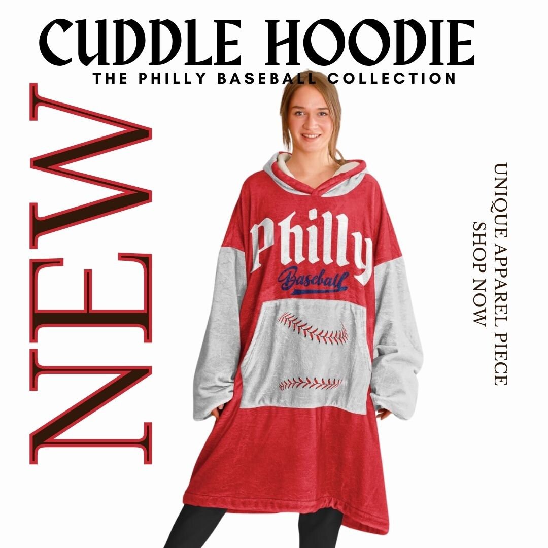 Philly Baseball Cuddle Hoodie: Red & Grey, One Size Fits All