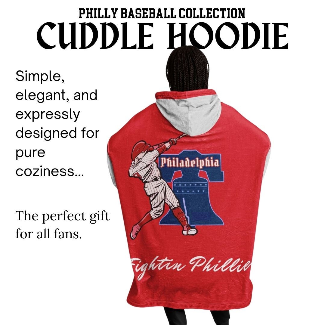 Philly Baseball Cuddle Hoodie: Red & Grey, One Size Fits All