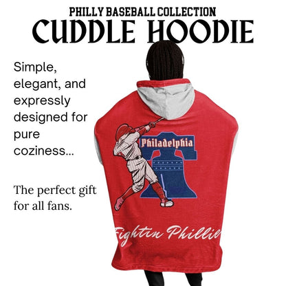 Philly Baseball Cuddle Hoodie: Red & Grey, One Size Fits All
