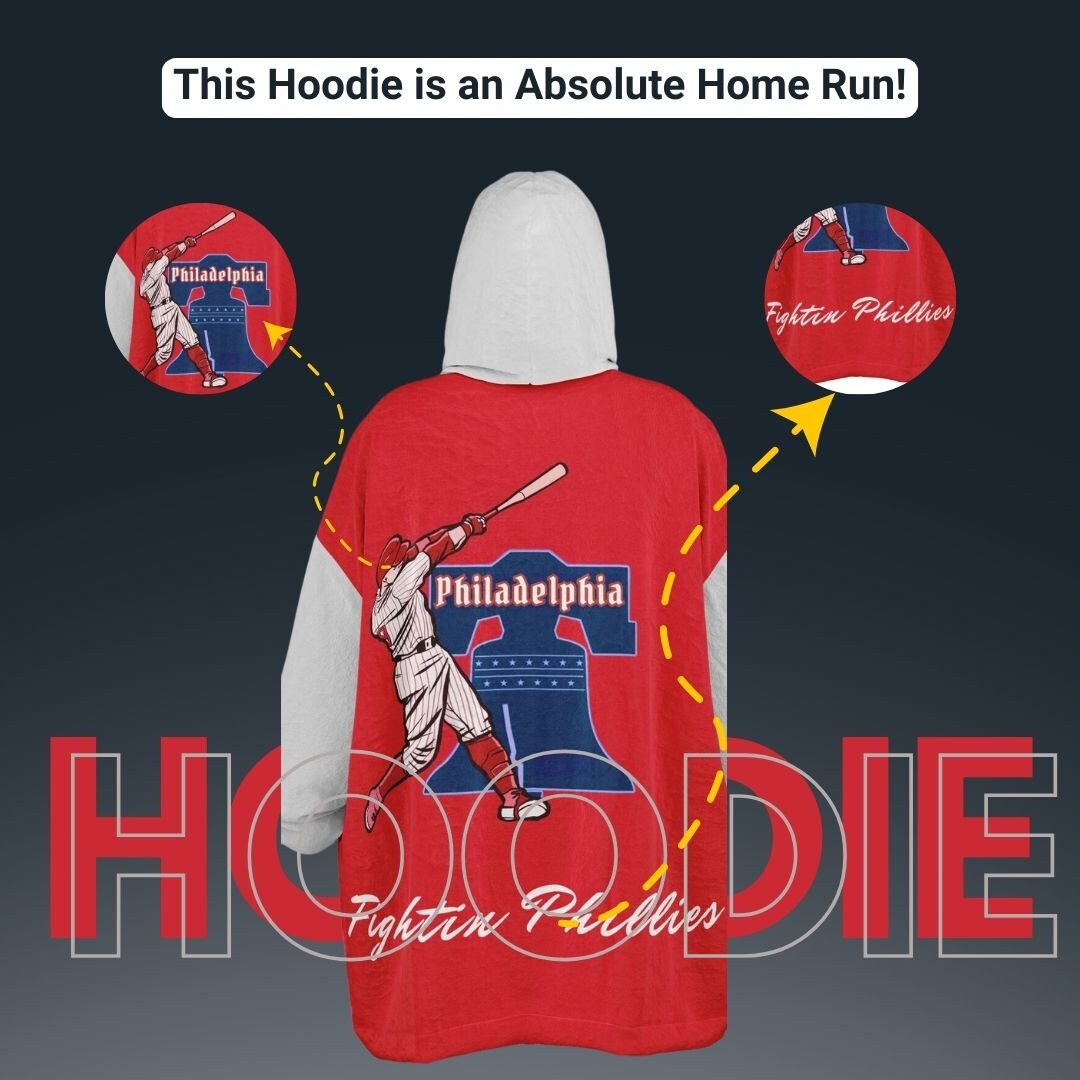 Philly Baseball Cuddle Hoodie: Red & Grey, One Size Fits All