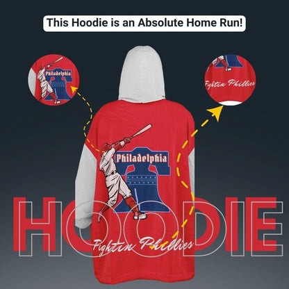 Philly Baseball Cuddle Hoodie: Red & Grey, One Size Fits All