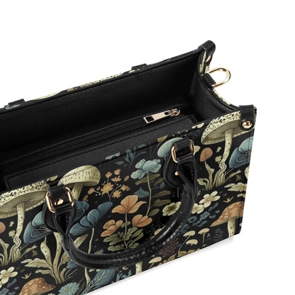 Enchanted Forest Tote. Multi-pocket PU Leather Handbag For Women, Square Vegan Leather Purse, For Mom, Versatile Handbag