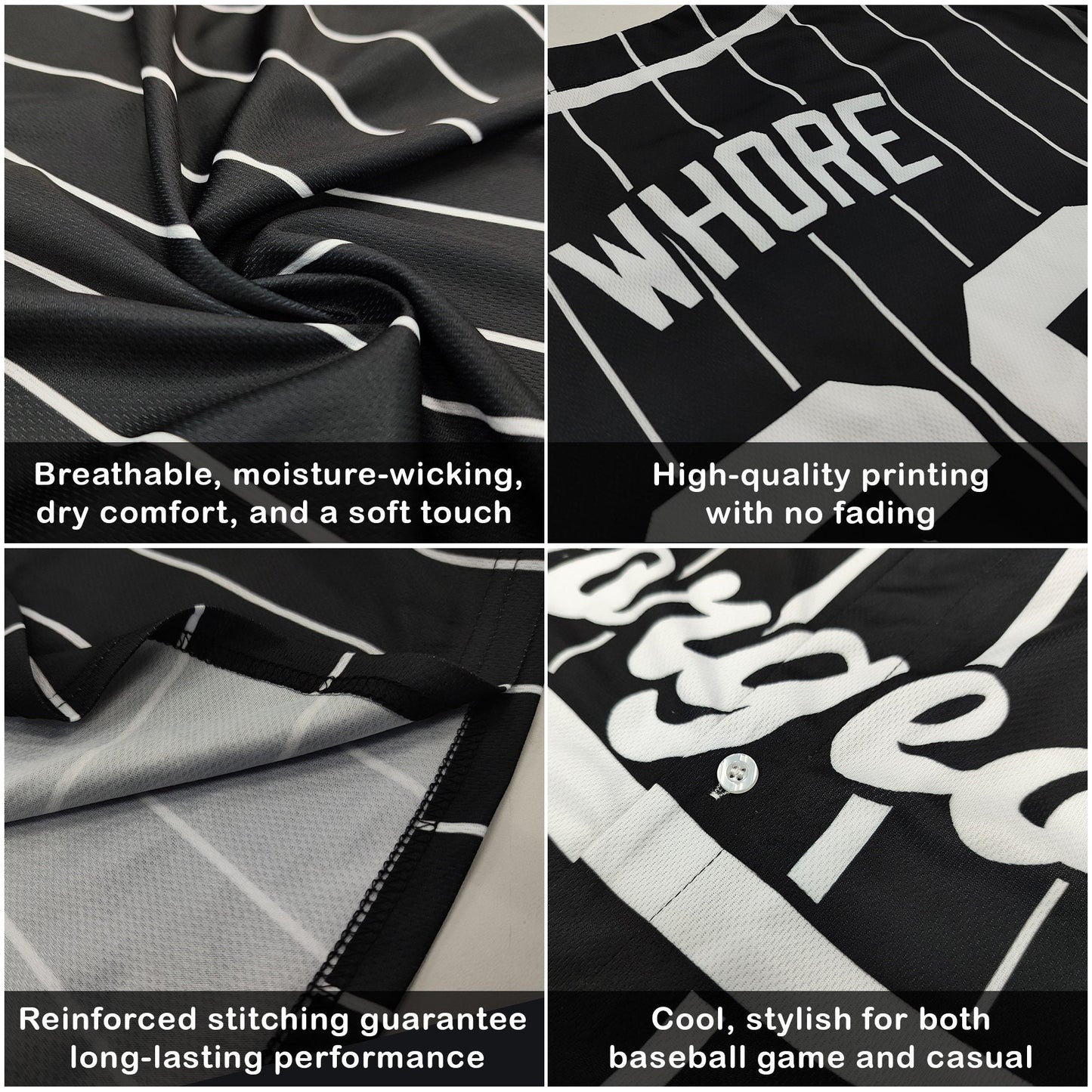 Printed Red White Pinstripe Custom Baseball Jersey with Teamname Name Number, Jersey Shirt for Men Women Youth Kid, Gift for Baseball Fans