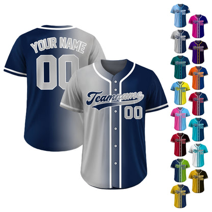 Custom Baseball Jersey Gradient with Teamname Name Number, Custom Jersey Shirt for Men Women Youth Kid, Gift for Baseball Fans Navy Gray