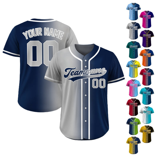 Custom Baseball Jersey Gradient with Teamname Name Number, Custom Jersey Shirt for Men Women Youth Kid, Gift for Baseball Fans Navy Gray