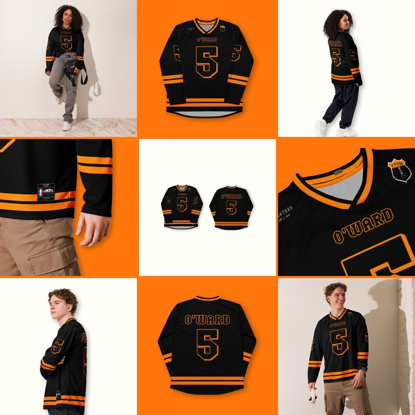 #5 IndyCar Hockey Jersey: Black and Orange Indycar Racing, Racing Fan Apparel