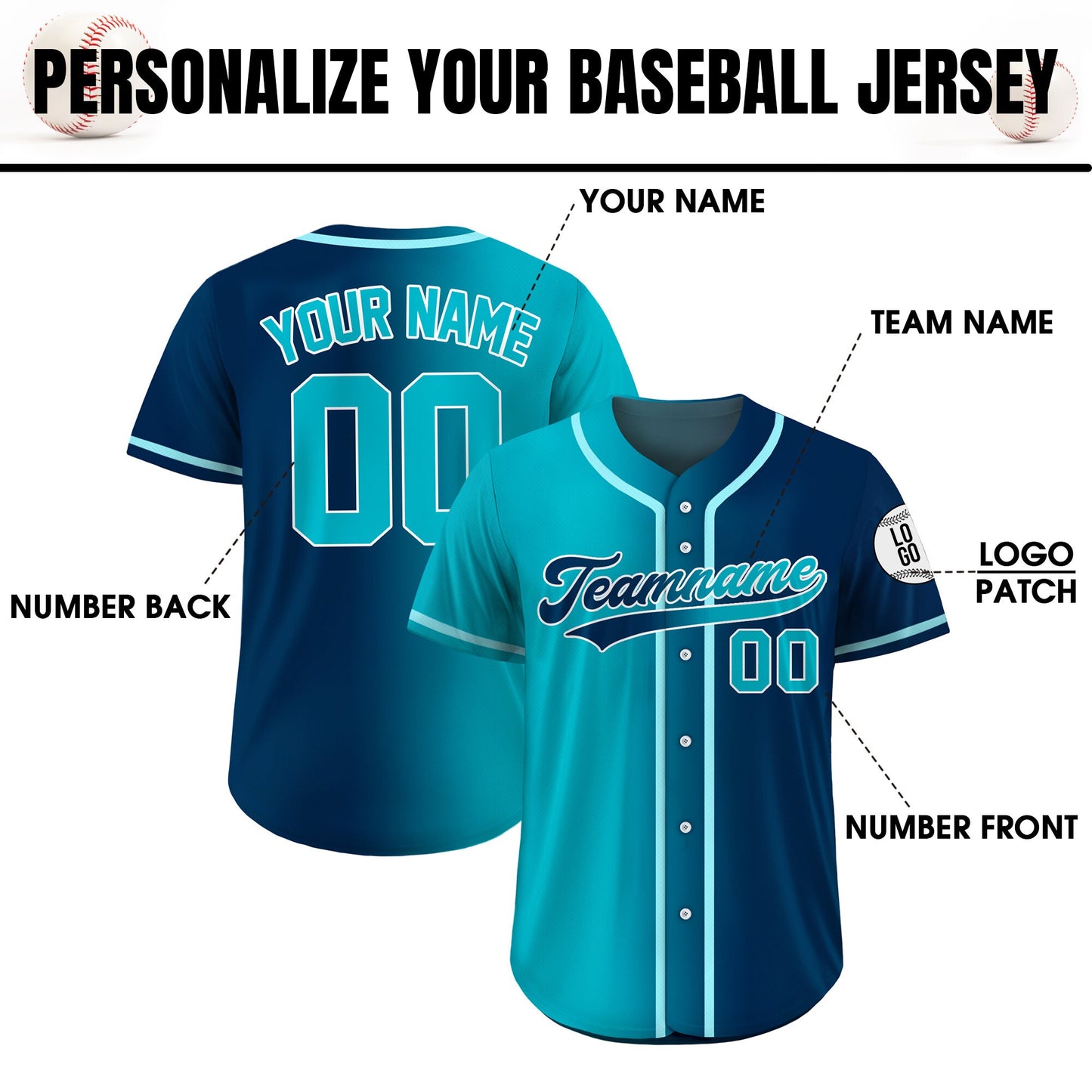 Custom Baseball Jersey Gradient with Teamname Name Number, Custom Jersey Shirt for Men Women Youth Kid, Gift for Baseball Fans Navy Blue