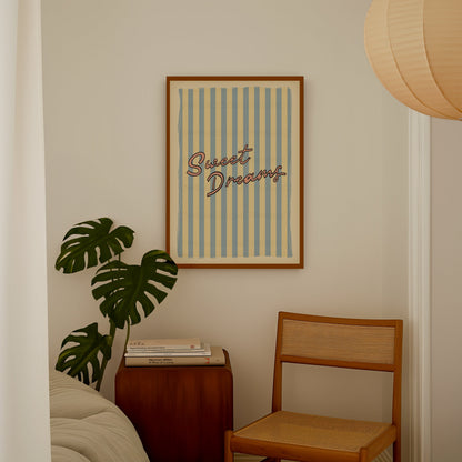 Sweet Dreams Poster, Trendy Wall Art, Apartment Decor, Retro Wall Art, Coquette Room Decor, Pink Wall Art, Y2K Room Decor, Vertical