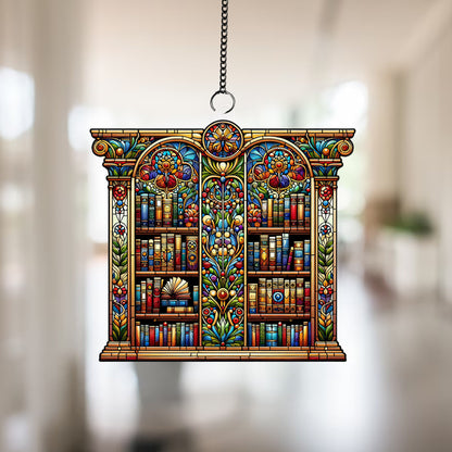Library Window Hanging, Acrylic library door Window Hanging Art Decoration, Bookish home decor, Gift for her, Book lover gift,Librarian gift